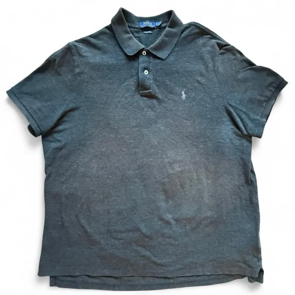 Ralph Lauren Grey Polo Shirt Size XL Blue Tag Quiet Luxury Minimalist